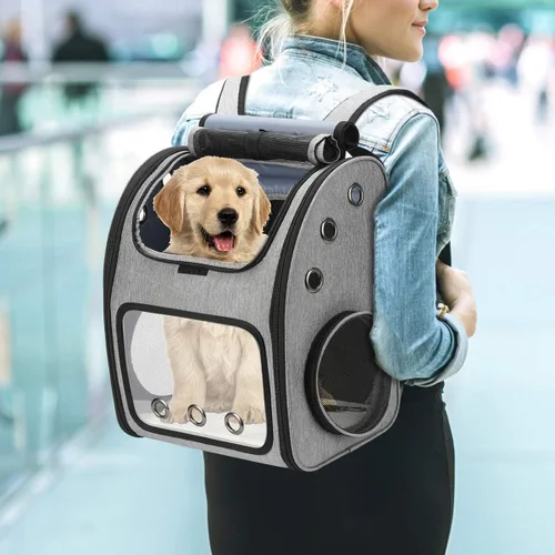 Miniatura 7 de Mochila expandible para gatos, perros y animales pequeños, transportador portátil de viaje para mascotas, diseño súper ventilado, aprobado por
