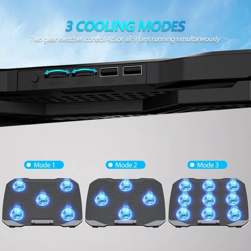 Miniatura 7 de AIMIUZI Almohadilla de enfriamiento para laptop, enfriador de laptop para juegos con 6 ventiladores silenciosos, almohadilla de enfriamiento