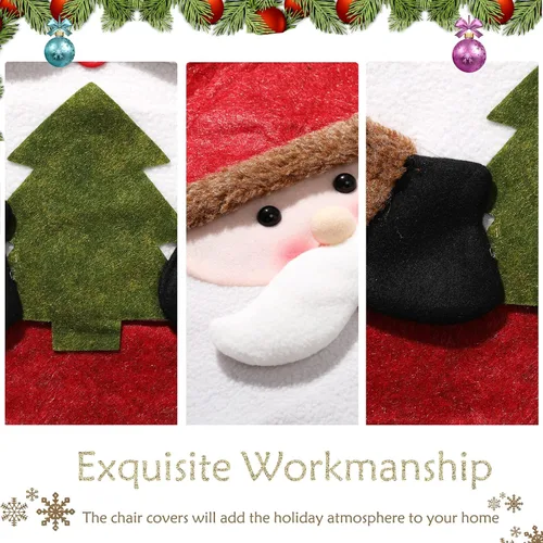 Miniatura 3 de 4 PCS Fundas para Respaldo de Silla Navideñas Protectores de Silla de Comedor Extraíbles Fundas Decoración Navideña para Hogar Comedor Cocina Muñeco
