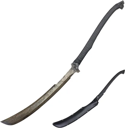 Miniatura 12 de SV Espada de corte artesanal hecha a mano de manganeso y acero, de tang completo, para exteriores, caza, camping, senderismo, supervivencia