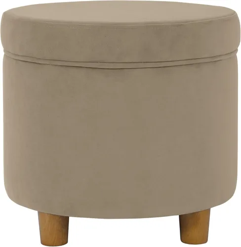 Miniatura 27 de Homepop Decoración del hogar Otomana redonda tapizada de almacenamiento Otomana con almacenamiento para sala de estar y dormitorio con patas Azul