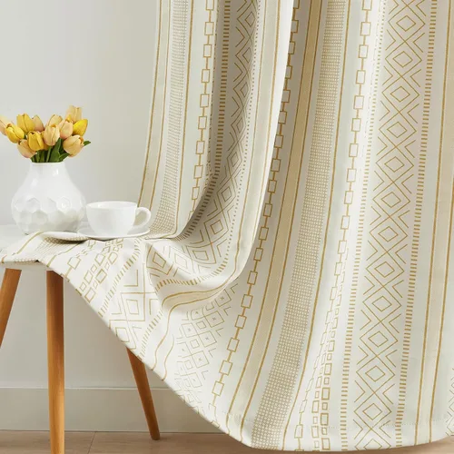 Miniatura 10 de Melodieux Cortinas bohemias 80% opacas de 63 pulgadas de largo para dormitorio, sala de estar, oscurecimiento de sala de estar, cortinas