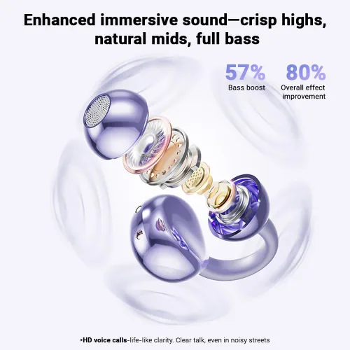 Miniatura 4 de Auriculares con clip, auriculares de oreja abierta inalámbricos Bluetooth 5.4, auriculares ligeros de oreja abierta con micrófono batería de 58