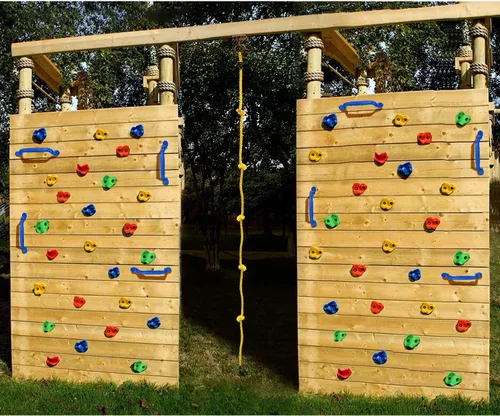 Miniatura 6 de Rainbow Craft Soportes de escalada en roca de mono para niños, 20 soportes de pared de roca, 2 asas y 1 cuerda de escalada anudada de 8 pies, kit