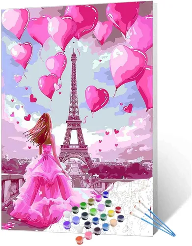 Miniatura 28 de TUMOVO Pintura por números para niñas con flores para adultos, principiantes, mujeres rodeadas de abejas, pintura acrílica por números, pintura
