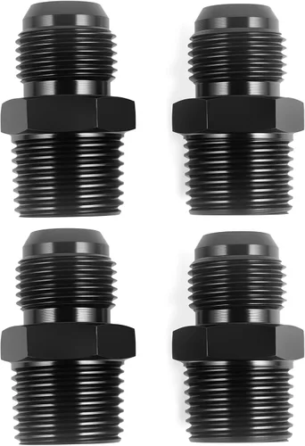 Miniatura 10 de 4AN macho a 1/8NPT adaptador de unión recta de conector de tubería de aluminio negro 4 piezas