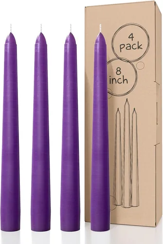 Miniatura 17 de CANDWAX Paquete de 4 velas cónicas blancas, sin goteo, de combustión lenta, sin perfume, de 12 pulgadas, ideales para mesa de comedor, candelabros