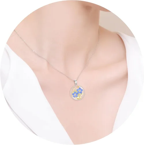 Miniatura 61 de Collar de flores silvestres prensadas con encaje de Forget-Me-Not y Queen Anne Collar de flores prensadas de oro Collares hechos a mano