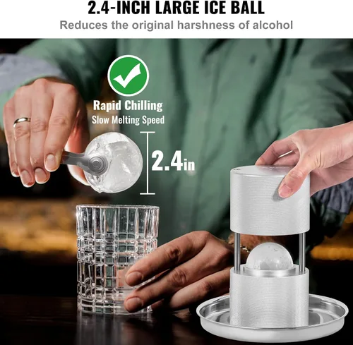 Miniatura 4 de VEVOR Prensa de bolas de hielo, máquina de bolas de hielo de 2.4", kit de prensa de bolas de hielo de aleación de aluminio para aeronaves