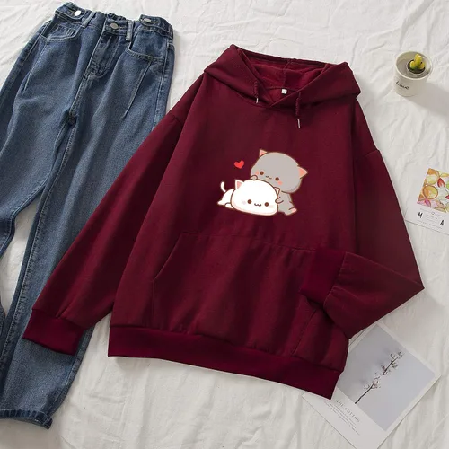 Miniatura 3 de Sudadera con capucha de algodón para mujer, diseño de gato lindo y casual