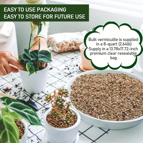 Miniatura 5 de Vermiculita hortícola de 8 cuartos a granel, vermiculita orgánica para plantas, vermiculita de grado curso para jardinería, plantas