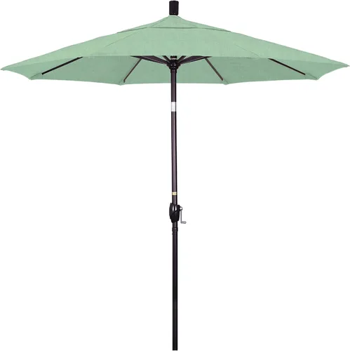 Miniatura 8 de California Umbrella Sombrilla redonda de aluminio de 7.5 pies, manivela elevadora, botón de inclinación, poste de bronce, Sunbrella Air Blue