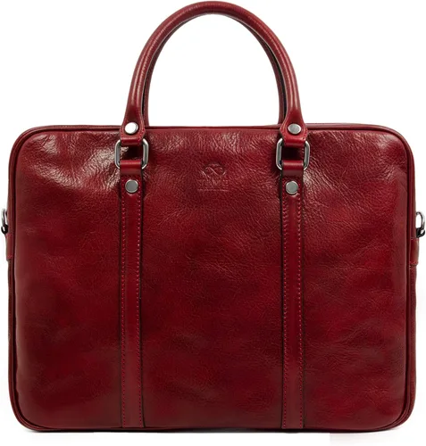 Time Resistance Maletín de cuero - Bolso italiano de cuero de grano completo - Bolso de cuero genuino para portátil - Maletín para hombre y mujer