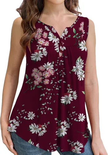 Miniatura 2 de Othyroce Blusa tipo túnica sin mangas para mujer, de talla grande, con estampado de verano, con botones