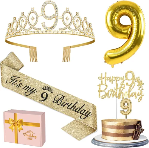 Miniatura 25 de Decoraciones doradas de 70 cumpleaños para mujer con banda y tiara de cumpleaños 70, adorno para pastel y velas, globos de números, regalos de 70