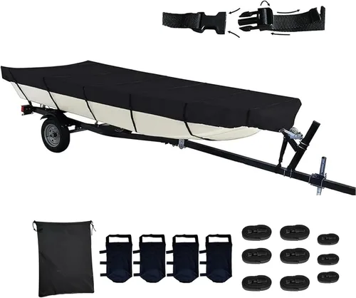 Miniatura 9 de Cubierta para Bote Jon 12 pies 420D Impermeable Remolcable Bote Jon Versión Mejorada con Accesorios de Fijación Adicionales Resistente a Arañazos