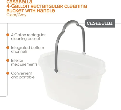 Miniatura 6 de Casabella Organizador de almacenamiento de limpieza multiusos de plástico con asa, 1.85 galones, cubo de limpieza rectangular gris y naranja