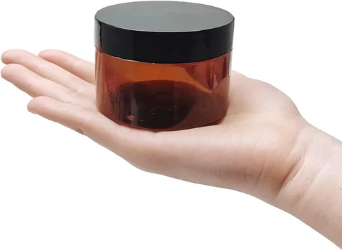 Miniatura 3 de Tarros cosméticos de plástico ámbar de 4 onzas a prueba de fugas con tapa negra para crema, loción, polvo, ungüento, productos de belleza, etc., 6
