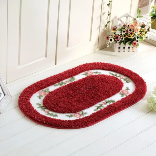 Miniatura 14 de vctops Elegante tapete de baño con diseño de rosas y flores, tapete de bienvenida para cocina, suave, antideslizante, absorbente, verde, 28 x 55