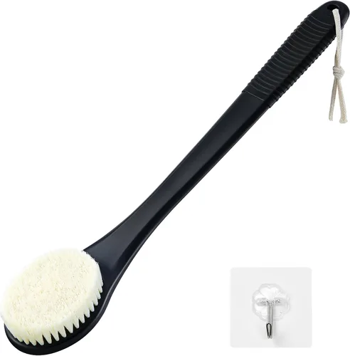 Limpiador de espalda para ducha, cepillo corporal de ducha para limpieza con mango largo para ducha, limpiador de espalda de 17 pulgadas para ducha