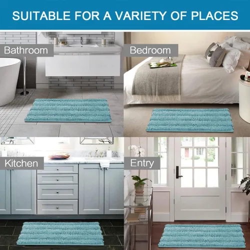 Miniatura 37 de H.VERSAILTEX Alfombras de baño para cuarto de baño, antideslizantes, tapetes de baño extragruesos, de felpilla, a rayas, alfombra de 20" x 32