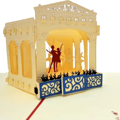 iGifts And Cards Tarjeta de felicitación emergente 3D de Ballet Theater – Tarjeta de felicitación de escenario de actuación de baile, aniversario,