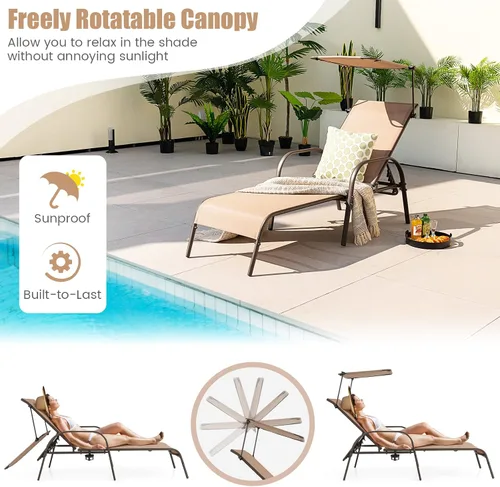 Miniatura 5 de COSTWAY Toldo reclinable ajustable de 5 niveles para patio, para patio, resistente