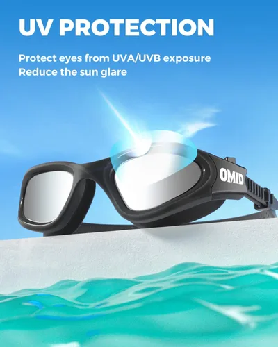 Miniatura 3 de OMID - Gafas de natación polarizadas P2, gafas antivaho para natación para hombres y mujeres adultas Marco A7-allblack Lente Plata
