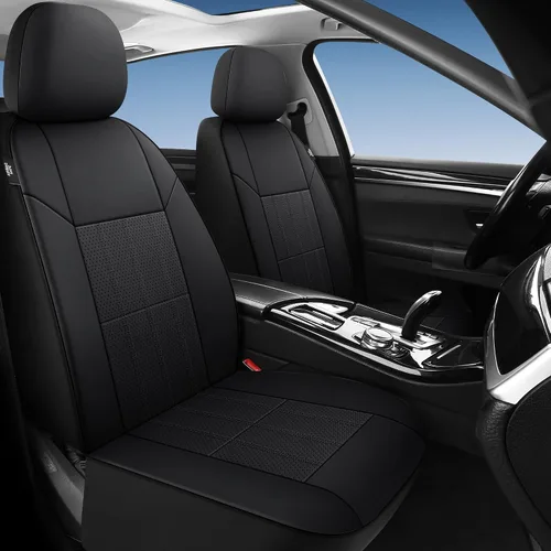 Miniatura 9 de VarCozy Juego de fundas para asientos delanteros de automóvil de piel sintética, fundas universales para asientos delanteros de automóvil, fundas