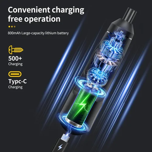 Miniatura 2 de Mini destornillador eléctrico, herramienta giratoria inalámbrica recargable USB-C de 3,7V 800 mAh con juego de 20 piezas de puntas para instalación