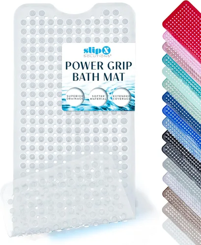 Miniatura 20 de SlipX Solutions - Tapete extralargo y de fuerte agarre para tina y ducha, para adultos mayores y niños, 39x16 pulgadas, antideslizante, agujeros