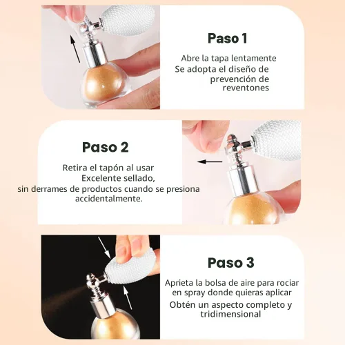 Miniatura 6 de Spray Iluminador Blanco Perla, Polvo Suelto de Brillo con Alto Brillo, Spray de Maquillaje para Cuerpo, Cara, Cabello, Laca con Purpurina de Larga