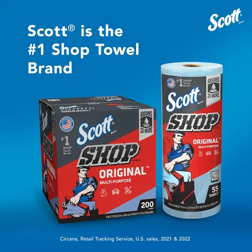Miniatura 3 de Scott Shop Original Toallas azules (75190), toalla de papel similar a tela de 9 x 12 pulgadas (8 cajas de 200 hojas, 1600 hojas en total)