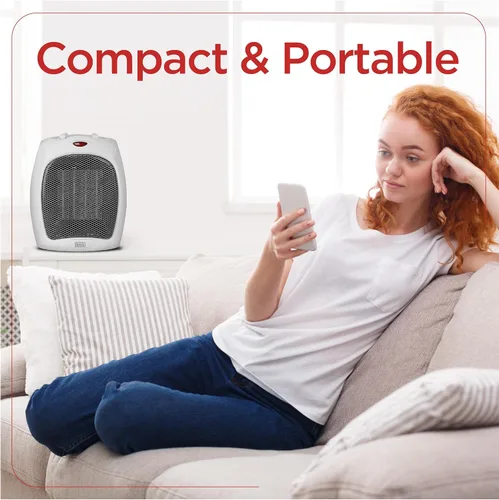 Miniatura 3 de BLACK+DECKER - Calentador de espacio portátil de 1500 W, calentador de espacio pequeño con protección contra sobrecalentamiento para uso en Blanco