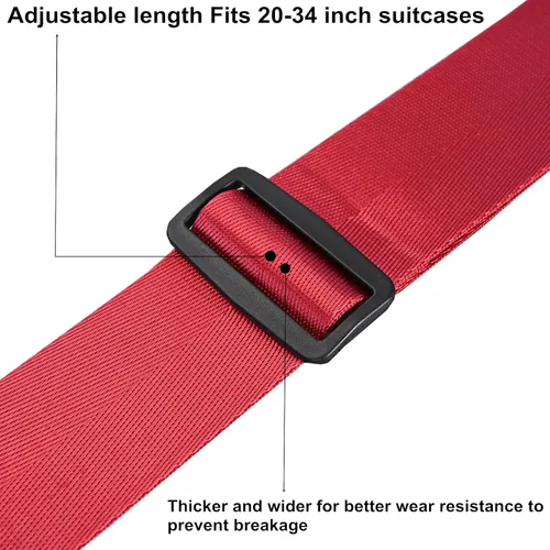 Miniatura 5 de Correas cruzadas de equipaje para maletas de 20-34 pulgadas Correa de equipaje cruzada Correas de equipaje extra largas para maletas grandes (rojo)
