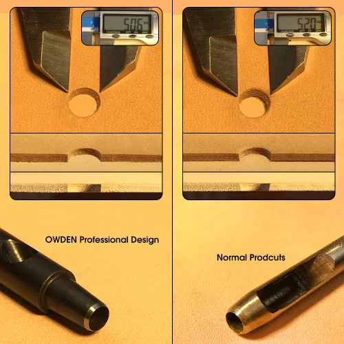 Miniatura 4 de OWDEN Juego profesional de 6 perforaciones de cuero, tamaño 0.039-0.197 in, negro, acero, manual, 6 agujeros, mini alfombrilla de corte gratis