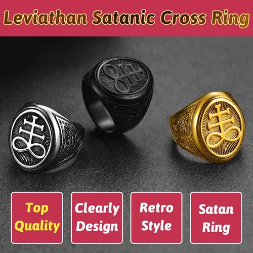 Miniatura 3 de FaithHeart Satanic Jewelry Baphomet - Anillos de cabra con sello de símbolo de Lucifer Satanás, para hombres y mujeres, tamaño 7891011121314