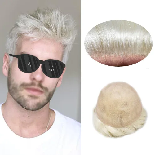 Miniatura 13 de Mens Toupee Hair Piece Human Hair Replacement System For Men Soft French Lace Men Hair System Hairpieces For Men Toupee For Men Protesis Capilar
