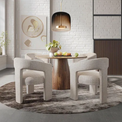 Miniatura 9 de Jofran Gwen - Silla decorativa tapizada de jacquard, moderna silla escultórica de felpa de lujo para comedor o sala de estar, sillas para sala