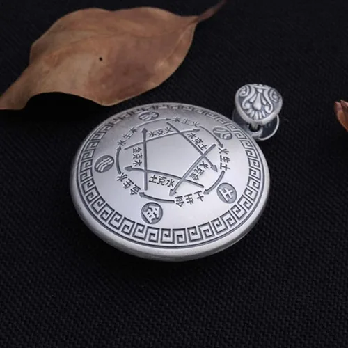Miniatura 3 de Colgante de cinco elementos de plata de ley 999 china Wu Xing Theory colgante Feng Shui joyería para hombres y mujeres, Metal, No es una piedra