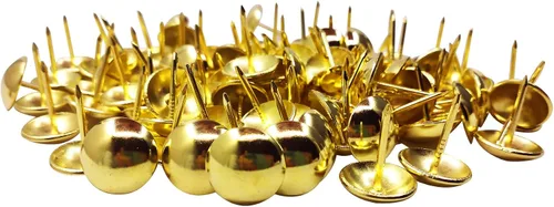 Miniatura 3 de Uñas doradas de tapicería antiguas de 0.984 in, uñas redondas de cabeza grande, tachuelas doradas para muebles, tableros de corcho, muebles