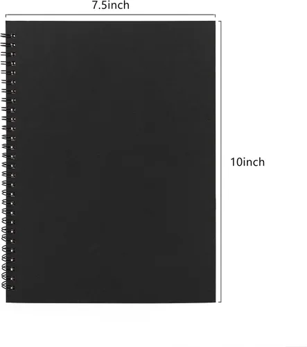 Miniatura 2 de DSTELIN Cuaderno de espiral en blanco de 10 x 7.5 pulgadas, 3.53 oz/m², paquete de 2, tapa suave, cuaderno de bocetos, 50 páginas/25 hojas, (negro)