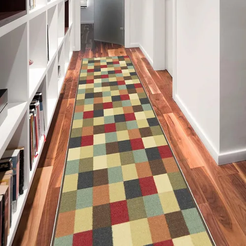 Miniatura 16 de Ottomanson Alfombra de pasillo de 20 x 53 pulgadas, antideslizante, fácil de limpiar, alfombra de lavandería, duradera y apta para mascotas
