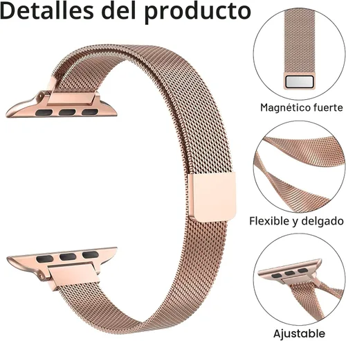 Miniatura 3 de Correa de repuesto CTYBB para Apple Watch Series SE 7, 6, 5, 4, 3, 2, 1, medidas 1.49, 1.57, 1.61, 1.65, 1.73 y 1.77 pulgadas, acero inoxidable
