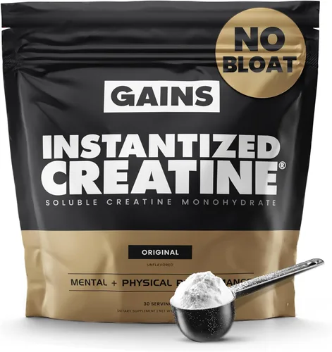 Gains in Bulk Monohidrato de Creatina Instantánea para Mujeres y Hombres, Polvo de Creatina Soluble, Apoya la Construcción Muscular, Fuerza y