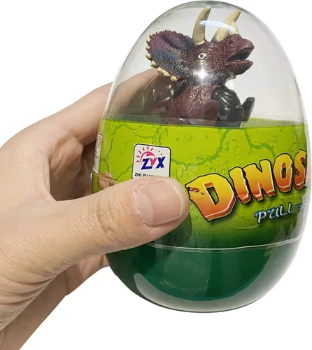 Miniatura 5 de Paquete de 4 huevos jumbo con dinosaurio para tirar hacia atrás, vehículos de dinosaurio, juguetes en el interior para niños y niñas, cesta