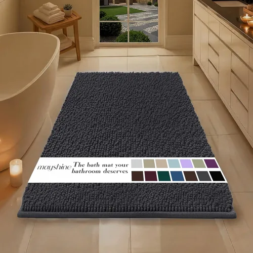 Miniatura 73 de MAYSHINE Alfombra de Baño de Chenilla Afelpada Extra Suave, Súper Absorbente, Alfombra de Baño Antideslizante Microfibra Esponjosa