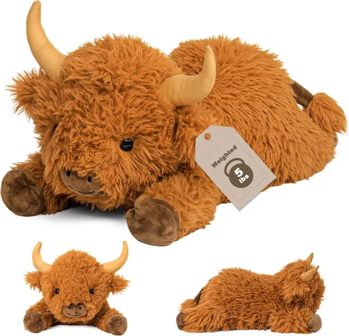 Miniatura 8 de Wepop Animales de Peluche con Peso de 5 Libras, Peluche de Gato Grande de 24 Pulgadas con Peso, Almohadas de Peluche para Abrazos, Regalos