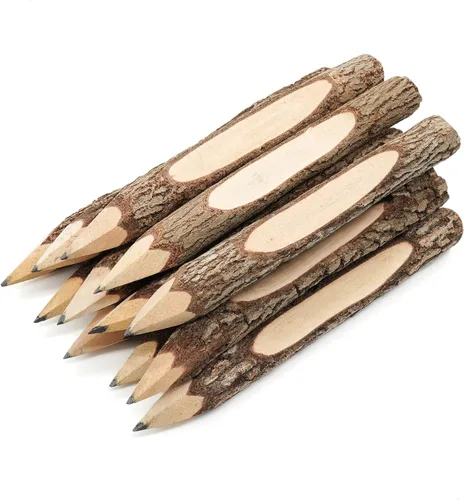 Miniatura 12 de BSIRI Paquete de 12 lápices de madera negra de 3 pulgadas con diseño de corteza de árbol en lápices de ramitas rústicas de madera, regalos únicos
