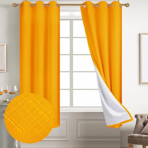 Miniatura 79 de Diraysid Cortinas 100% opacas de lino beige para dormitorio, con ojales, aislamiento térmico, cortinas de oscurecimiento de habitación